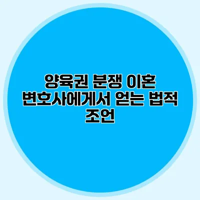 양육권 분쟁 이혼 변호사에게서 얻는 법적 조언