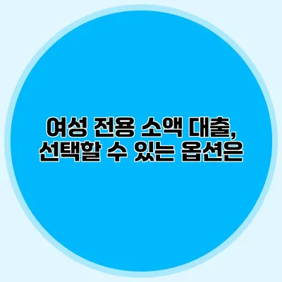 여성 전용 소액 대출, 선택할 수 있는 옵션은?