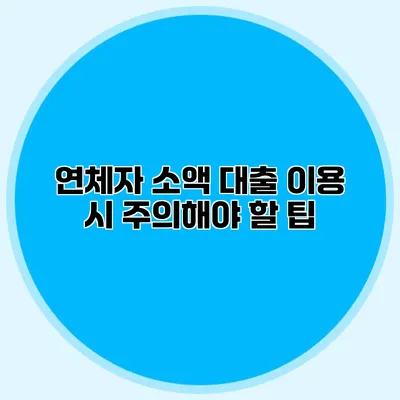 연체자 소액 대출 이용 시 주의해야 할 팁