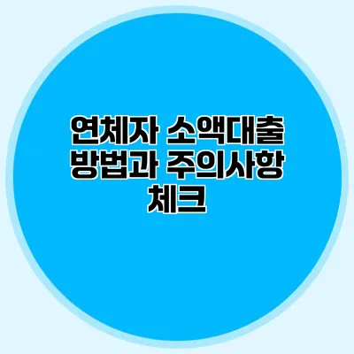 연체자 소액대출 방법과 주의사항 체크