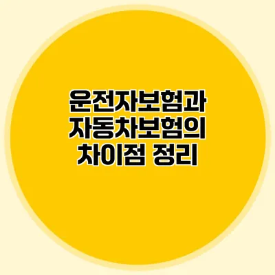 운전자보험과 자동차보험의 차이점 정리