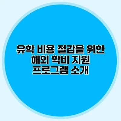 유학 비용 절감을 위한 해외 학비 지원 프로그램 소개