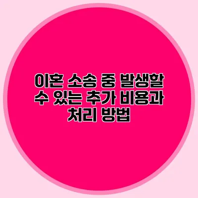 이혼 소송 중 발생할 수 있는 추가 비용과 처리 방법