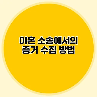 이혼 소송에서의 증거 수집 방법