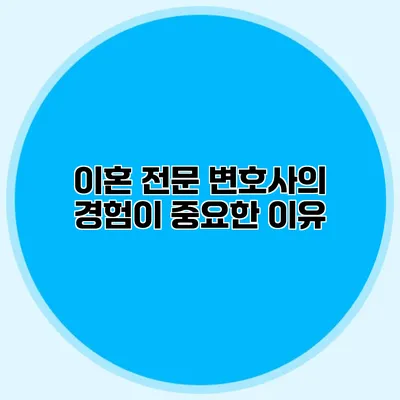 이혼 전문 변호사의 경험이 중요한 이유