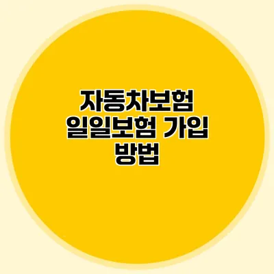 자동차보험 일일보험 가입 방법