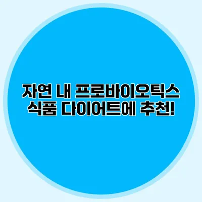 자연 내 프로바이오틱스 식품 다이어트에 추천!