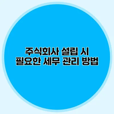 주식회사 설립 시 필요한 세무 관리 방법