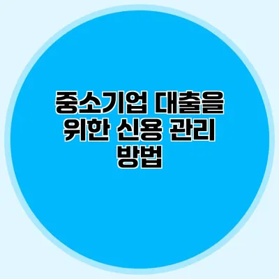 중소기업 대출을 위한 신용 관리 방법