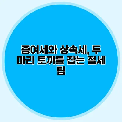 증여세와 상속세, 두 마리 토끼를 잡는 절세 팁