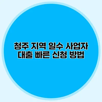 청주 지역 일수 사업자 대출 빠른 신청 방법