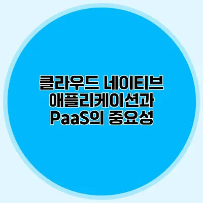 클라우드 네이티브 애플리케이션과 PaaS의 중요성