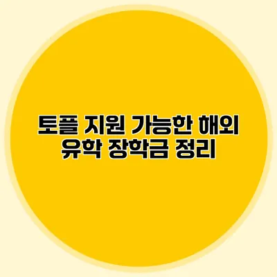 토플 지원 가능한 해외 유학 장학금 정리