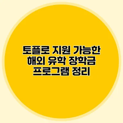 토플로 지원 가능한 해외 유학 장학금 프로그램 정리