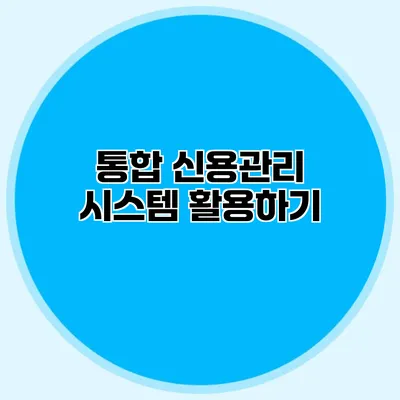 통합 신용관리 시스템 활용하기