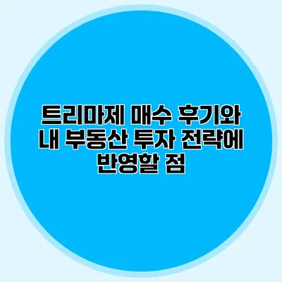 트리마제 매수 후기와 내 부동산 투자 전략에 반영할 점