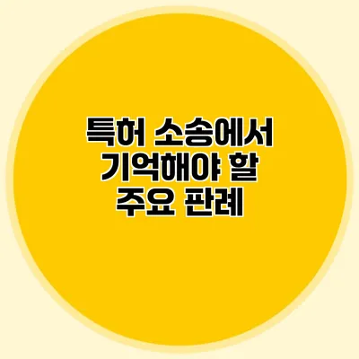 특허 소송에서 기억해야 할 주요 판례