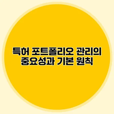 특허 포트폴리오 관리의 중요성과 기본 원칙