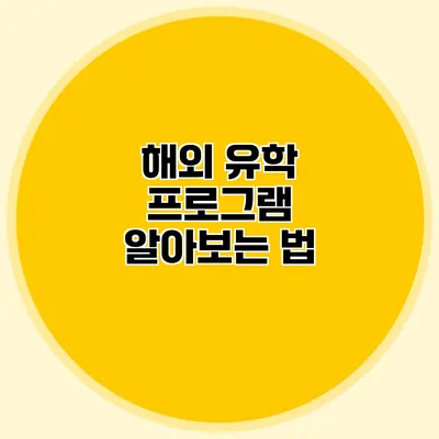 해외 유학 프로그램 알아보는 법