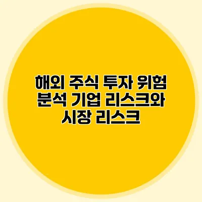 해외 주식 투자 위험 분석 기업 리스크와 시장 리스크