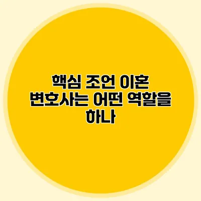 핵심 조언 이혼 변호사는 어떤 역할을 하나?