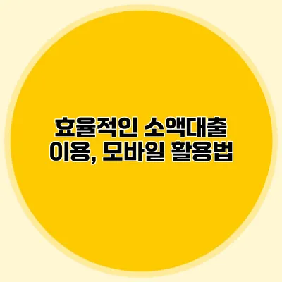 효율적인 소액대출 이용, 모바일 활용법