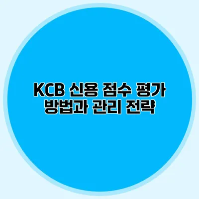 KCB 신용 점수 평가 방법과 관리 전략