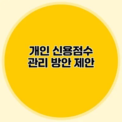 개인 신용점수 관리 방안 제안