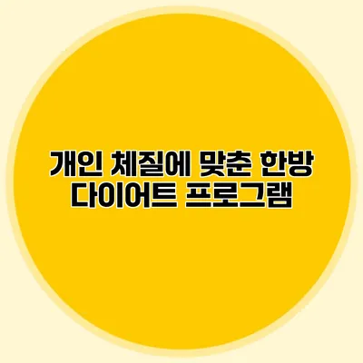 개인 체질에 맞춘 한방 다이어트 프로그램