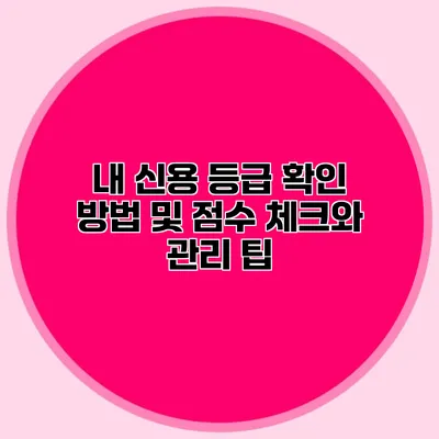 내 신용 등급 확인 방법 및 점수 체크와 관리 팁