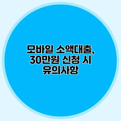 모바일 소액대출, 30만원 신청 시 유의사항