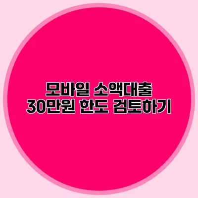 모바일 소액대출 30만원 한도 검토하기