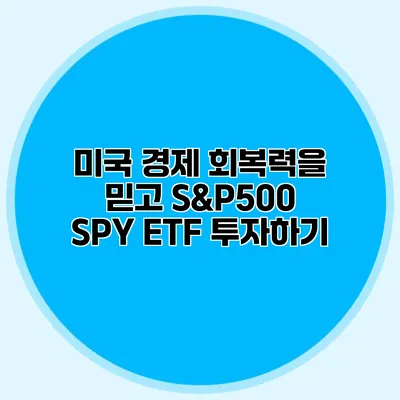 미국 경제 회복력을 믿고 S&P500 SPY ETF 투자하기