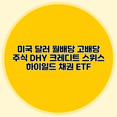 미국 달러 월배당 고배당 주식 DHY 크레디트 스위스 하이일드 채권 ETF