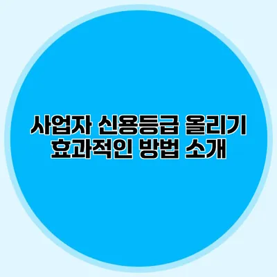 사업자 신용등급 올리기 효과적인 방법 소개