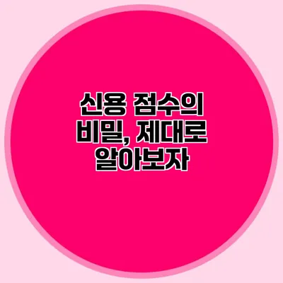 신용 점수의 비밀, 제대로 알아보자