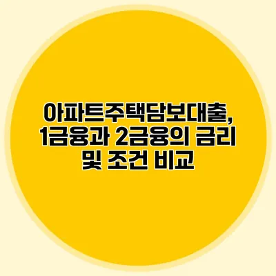 아파트주택담보대출, 1금융과 2금융의 금리 및 조건 비교