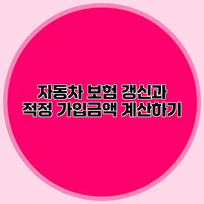 자동차 보험 갱신과 적정 가입금액 계산하기