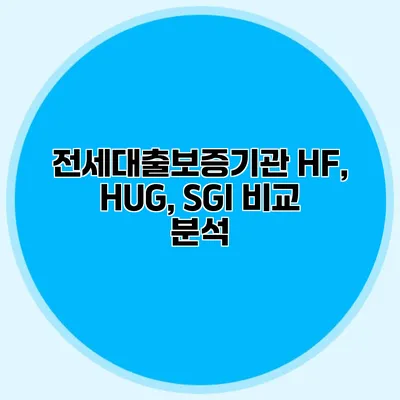 전세대출보증기관 HF, HUG, SGI 비교 분석