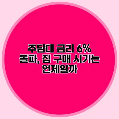 주담대 금리 6% 돌파, 집 구매 시기는 언제일까?