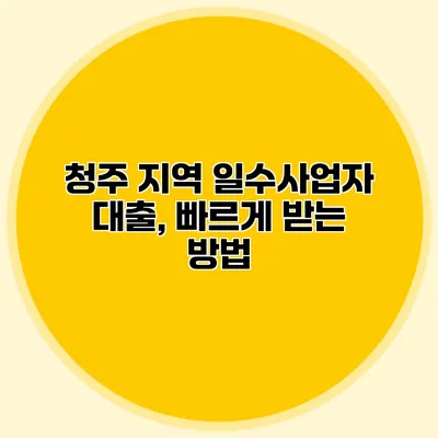 청주 지역 일수사업자 대출, 빠르게 받는 방법