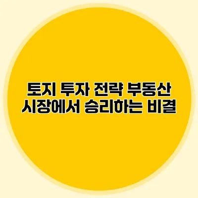 토지 투자 전략 부동산 시장에서 승리하는 비결