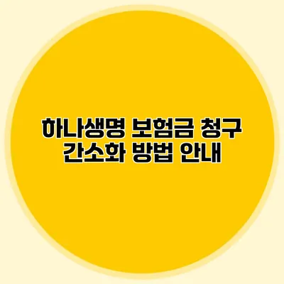 하나생명 보험금 청구 간소화 방법 안내